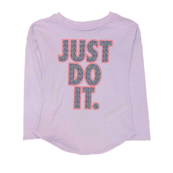 Nike Girls Purple & Orange Athletic Long Sleeve Just Do It Work Out Tee Medium 6