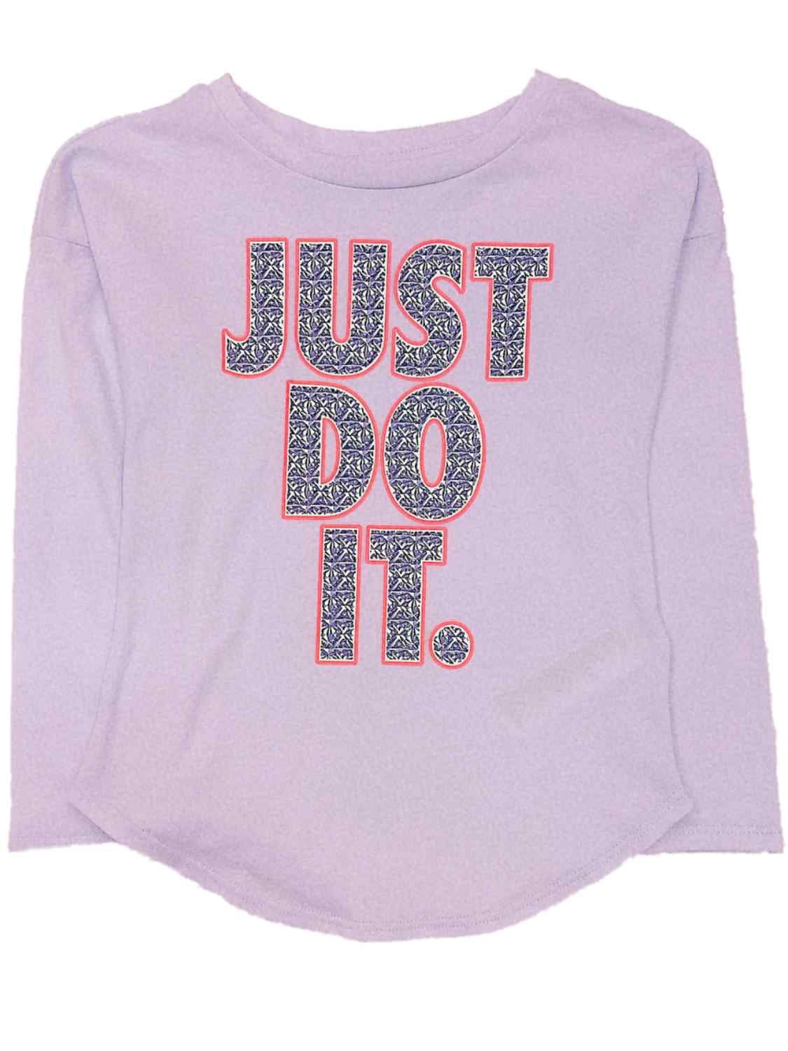 Nike Girls Purple Orange Athletic Long Sleeve Just Do It Work Out Tee Small 5 Walmart