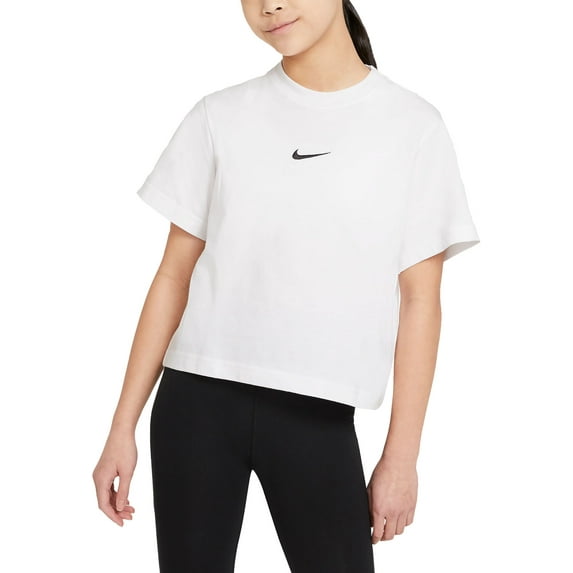 Nike Girls' Sportswear Essential Boxy T-Shirt (White, L)
