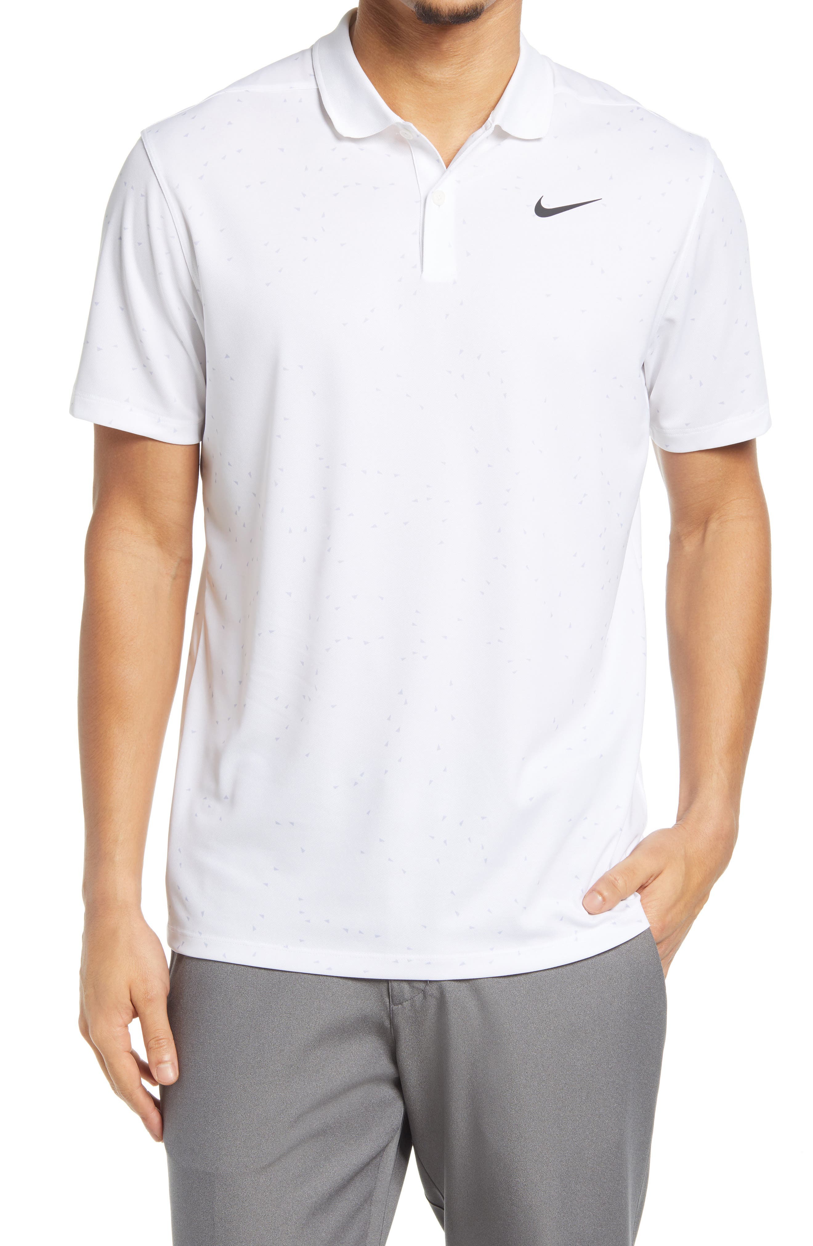 Polo Nike Golf Dri-Fit Victory en blanco/negro, talla grande
