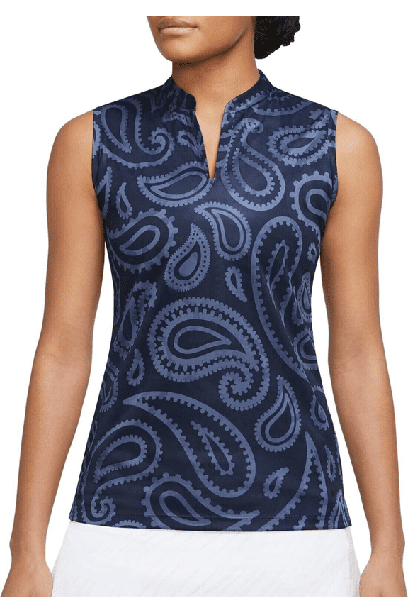 Golf Womens Victory Fashion Sleeveless Dri-FIT Polo Obsidian Shirt S 