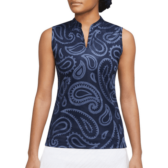 Nike Golf Womens Victory Fashion Sleeveless Dri-FIT Polo Obsidian Shirt XS