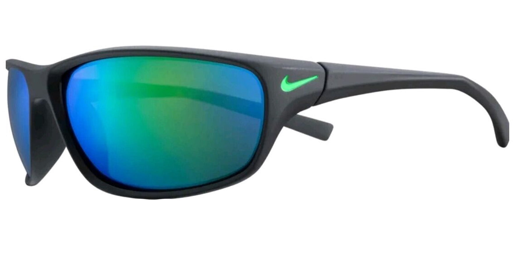 Nike Rabid Matte Black Unisex Sport Wrap Sunglasses with Green Mirror Lens - FQ4765-003