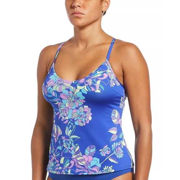 Nike HYPER ROYAL Floral Racerback Tankini Swim Top, US X-Small