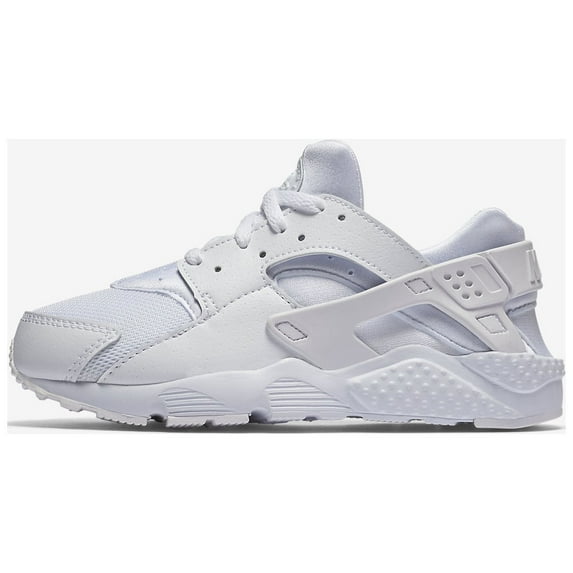 Nike Huarache Run 704950-110 Toddler Boy Triple White Suede Sneaker Shoes HS2421 (10.5C)