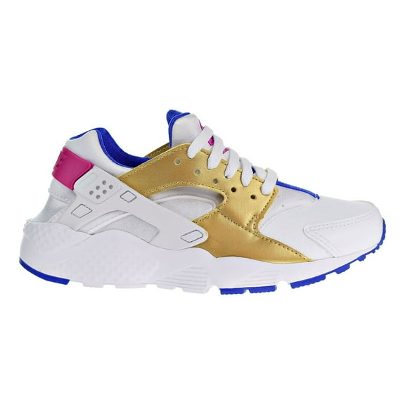 Nike Huarache Run (GS) Big Kids Shoes White/Metallic Gold/Racer Blue 654280-109