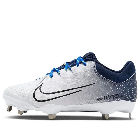 Nike Hyperdiamond 4 Women's Softball Cleats Metal Spikes Pro White/Navy/Royal Laces 9