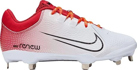 Nike Hyperdiamond 4 Pro Metal Softball Cleats White Red Men\'s‎ Size 10 US 42 EUR Nike CZ5917-105 Hyperdiamond 4 Elite White Metal Softball  main image 3