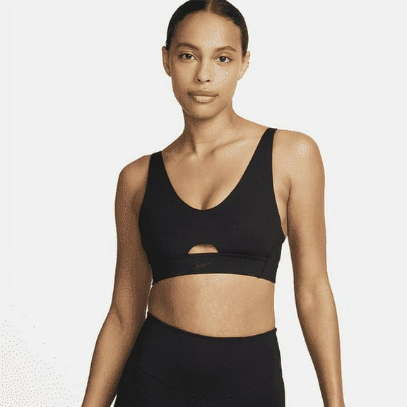 Nike Indy Plunge Cutout Women's Medium-Support Padded Sports Bra Color: Black/Dark Smoke Grey Size: XL