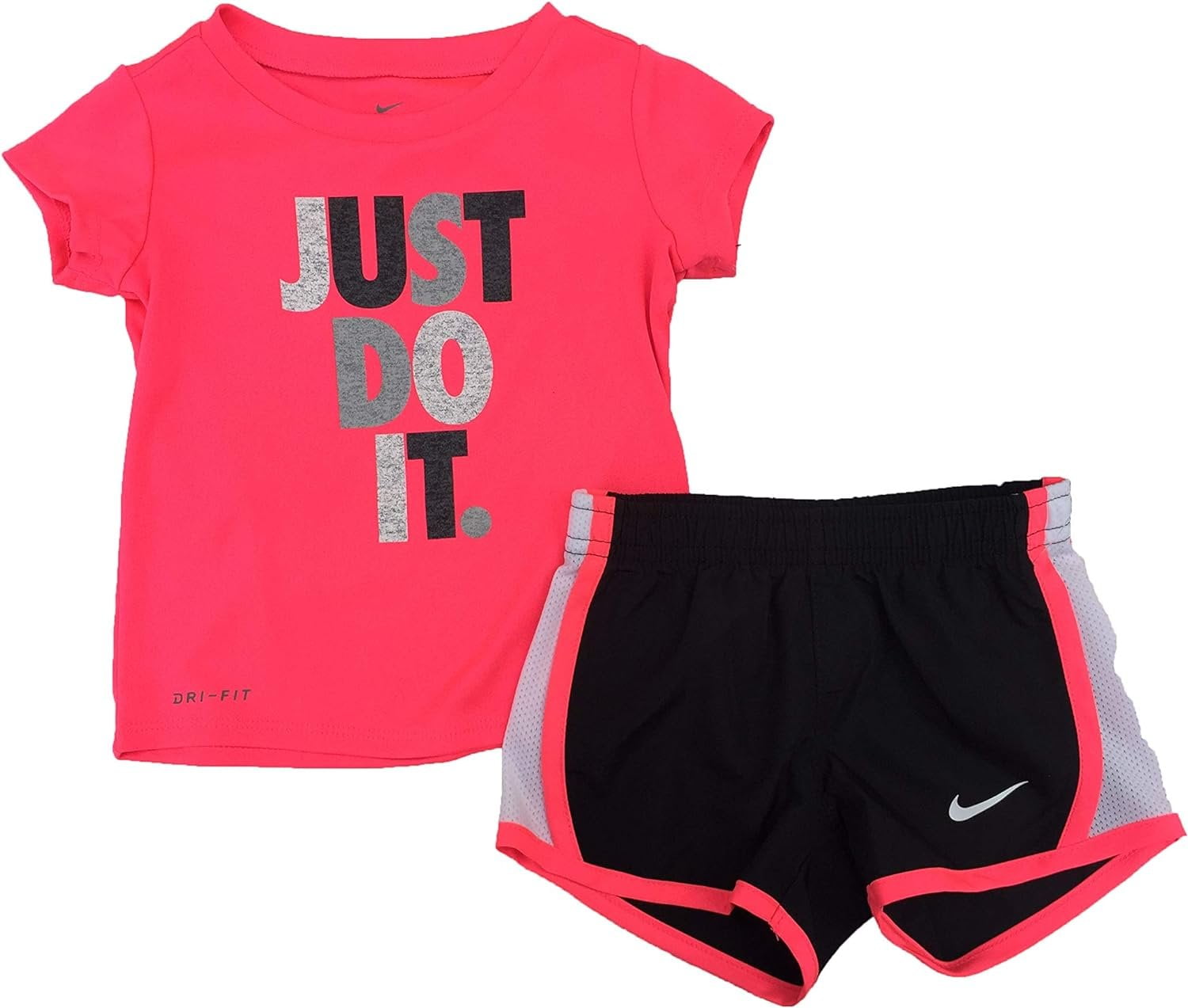 Nike Infant Girls Just Do It T-Shirt and Shorts Set Hot Pink/Black
