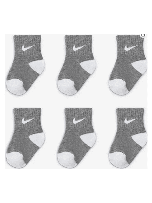 Infants 6-Pack Lightweight Logo Ankle Socks, Gray/White, 6/12 Months