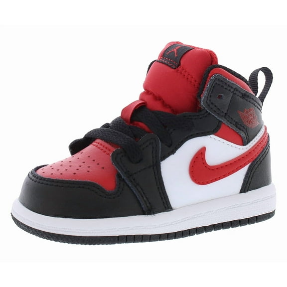 Nike Jordan 1 Mid Infant/Toddler Shoes Size 4, Color: Black/Fire Red/White