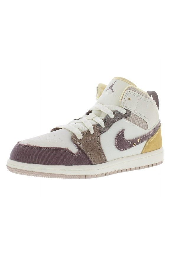 Jordan 1 Mid SE Craft PS Girls Shoes Size 11, Color: Sail/Taupe Haze/Fossil Stone