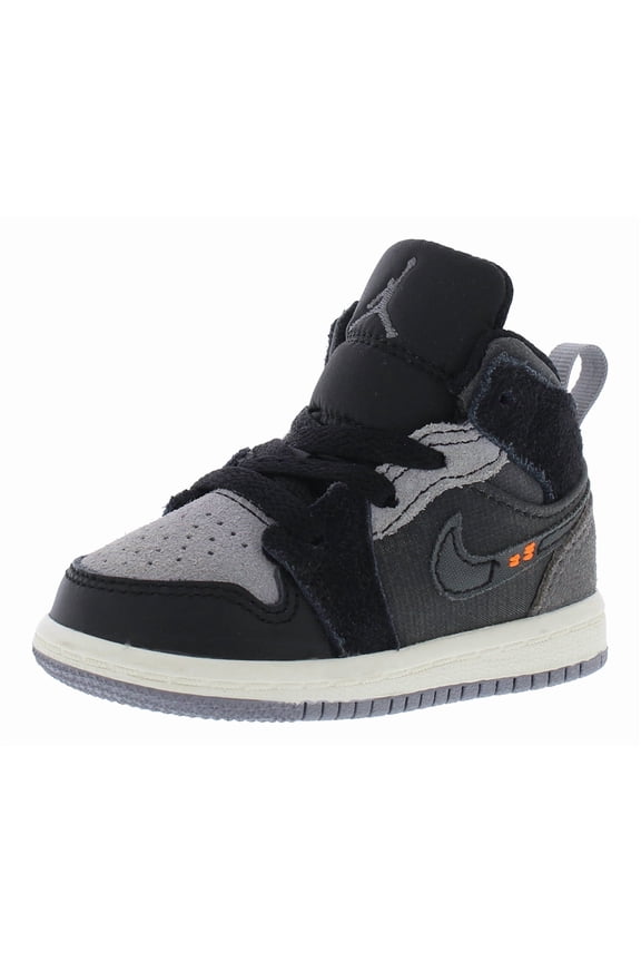 Toddler's Jordan 1 Mid SE Craft Blk/Cement Grey-Lt Graphite (DV0437 001) - 4
