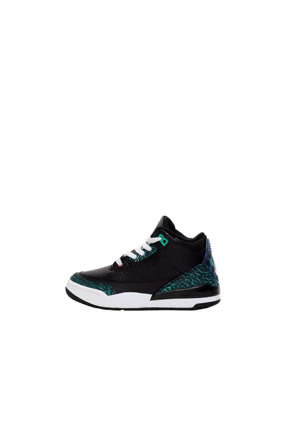 Little Kid's Jordan 3 Retro "Moto" Blck/Siren Red-Hypr Jade (FV5438 001) - 2