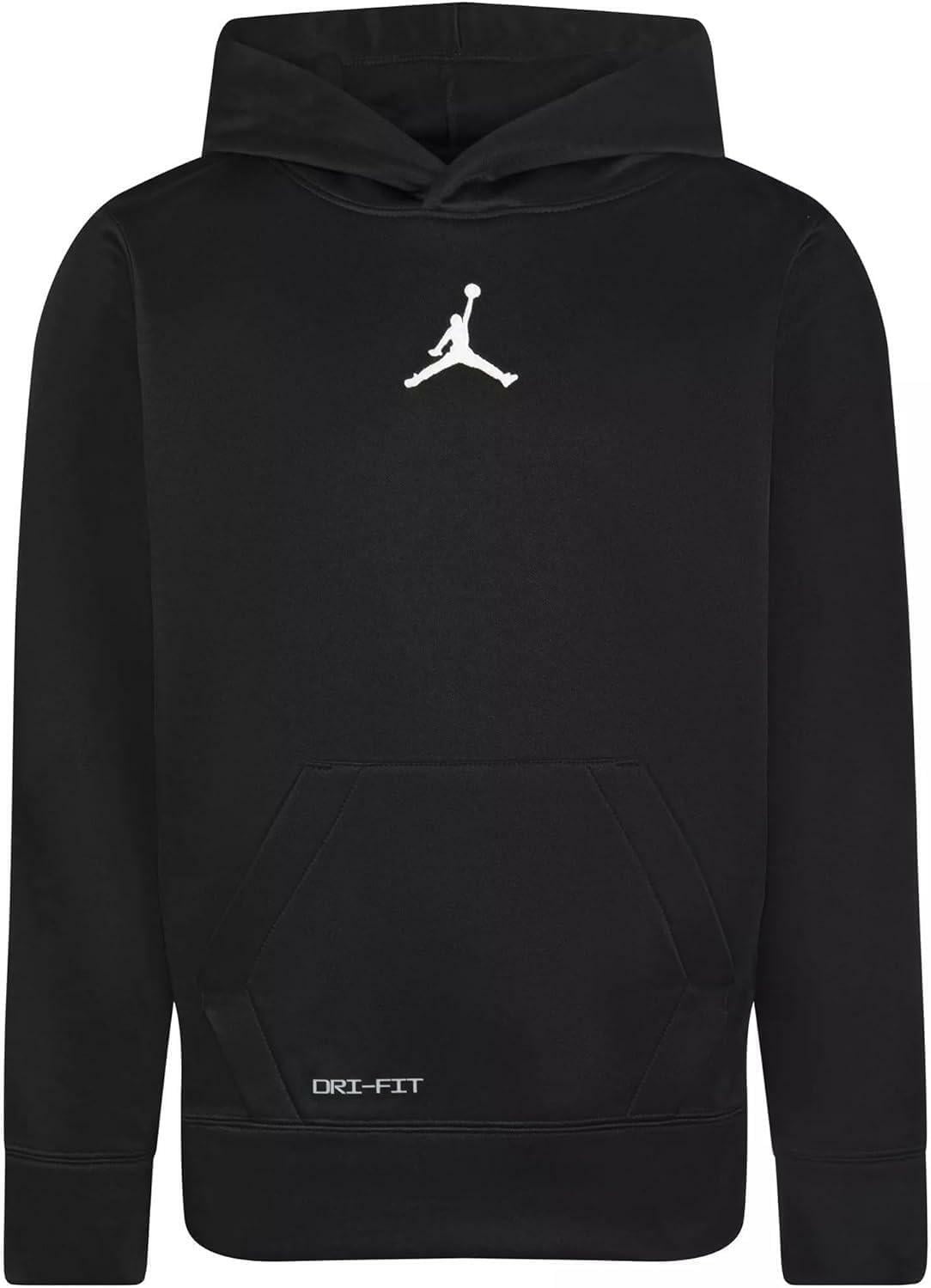 Nike Jordan Big Boys' Dri-Fit Therma Pullover Hoodie (Black, Small