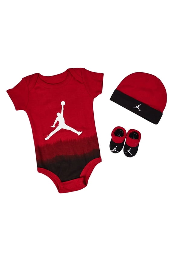 Jordan Bodysuit Bootie Set 3Pc  Infant/Toddler Clothing Set Size 0-6M, Color: Gym Red