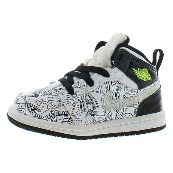 Nike Jordan Jordan 1 Mid Baby Boys Shoes Size 5, Color: White/Black/Volt