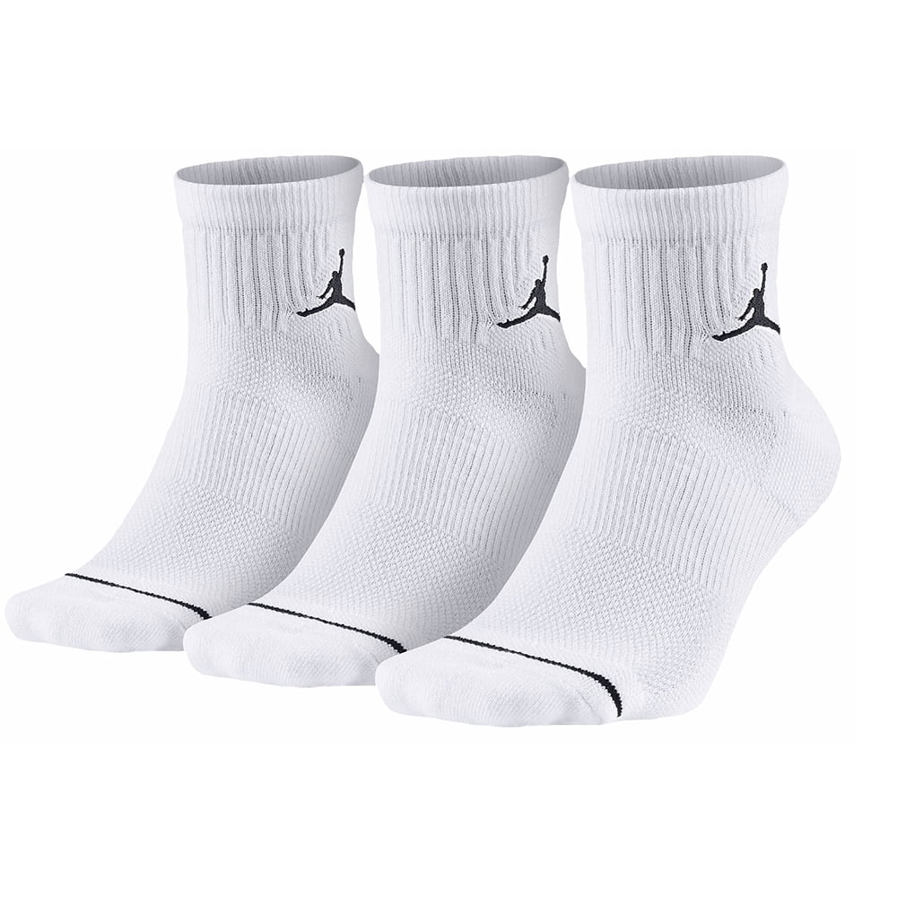 Jordan Brandclub Nike Jordan Jumpman Quarter 3 Pairs Mens Socks Size M Color White Black