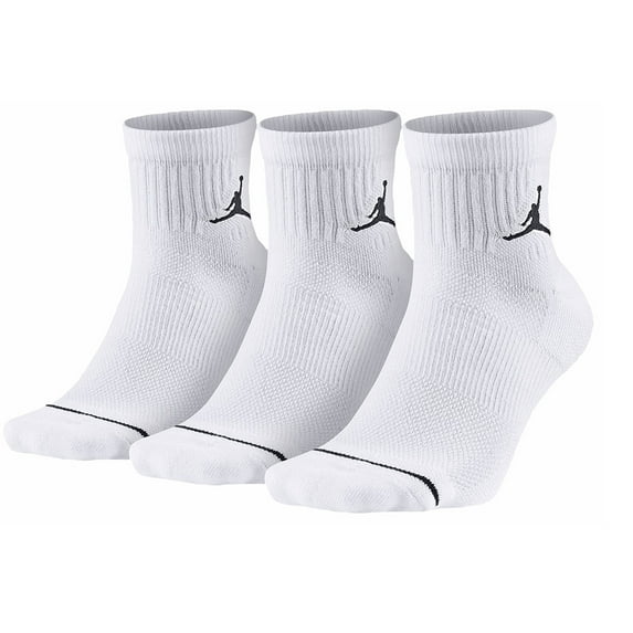 Nike Jordan Jumpman Quarter 3 Pairs Mens Socks Size M, Color: White/Black
