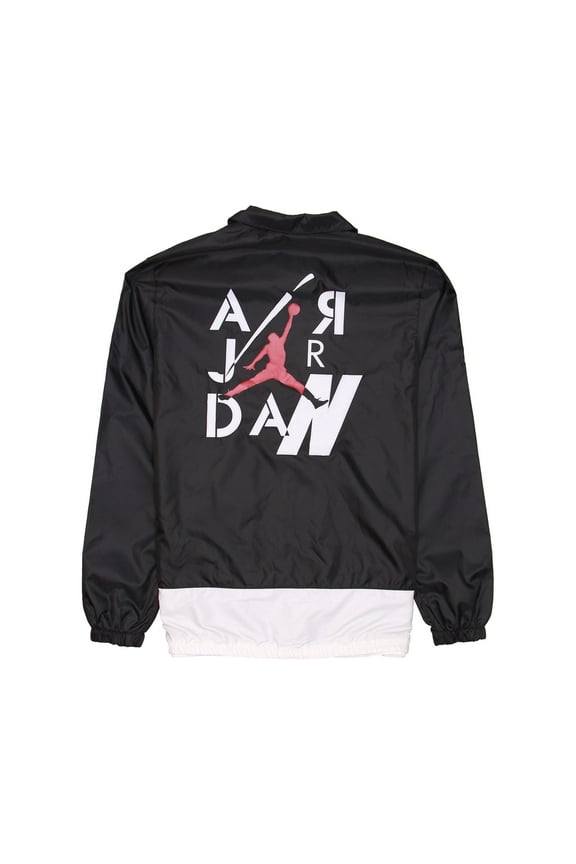 Jordan Legacy Mens Color Block AJ 4 Coach Windbreaker Jacket (Large, Black)