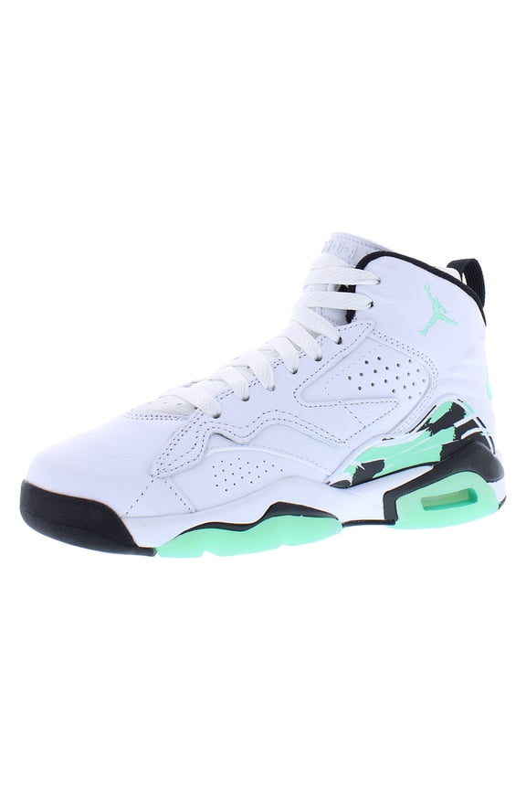 Jordan MVP Leather GS Boys Shoes Size 6.5, Color: White/Green Glow/Black