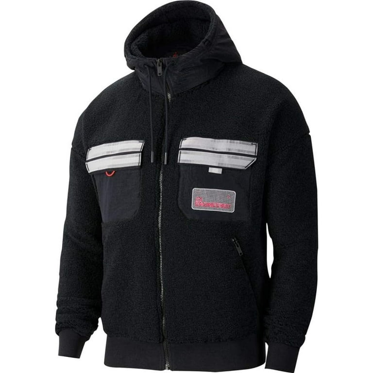 Nike Jordan Men s Jumpman Full Zip Hoodie 23 Engineered Sherpa Black Infrared Size Medium Walmart