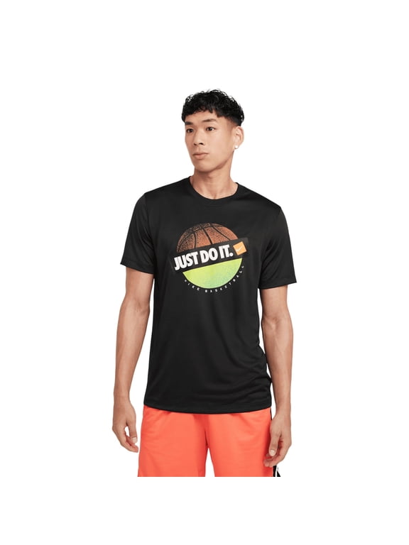 Just Do It - Basketball Shirt - Mens Graphic Black Dri-Fit T-Shirt X-Large