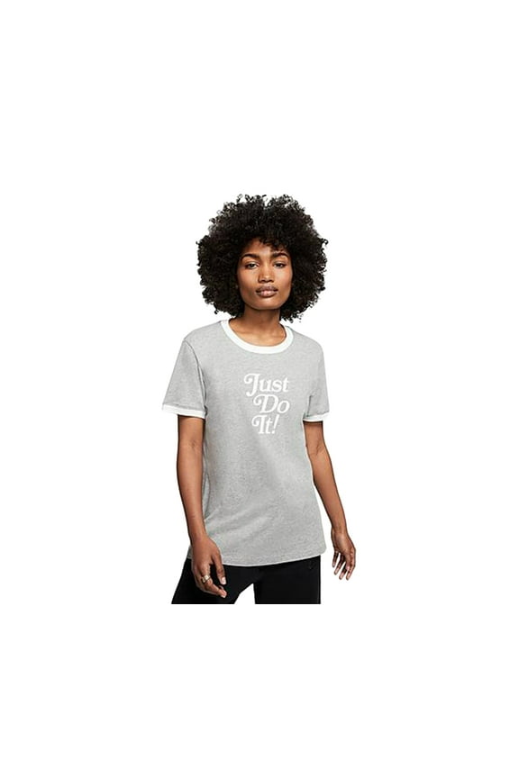 Just Do It Ringer Womens Active Shirts & Tees Size S, Color: Grey/White