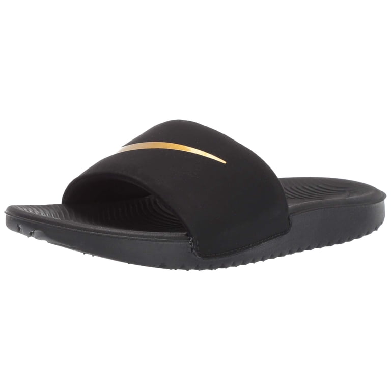 Nike Kawa 819352-003 Youth Kids Black & Metallic Gold Slides  display picture 1