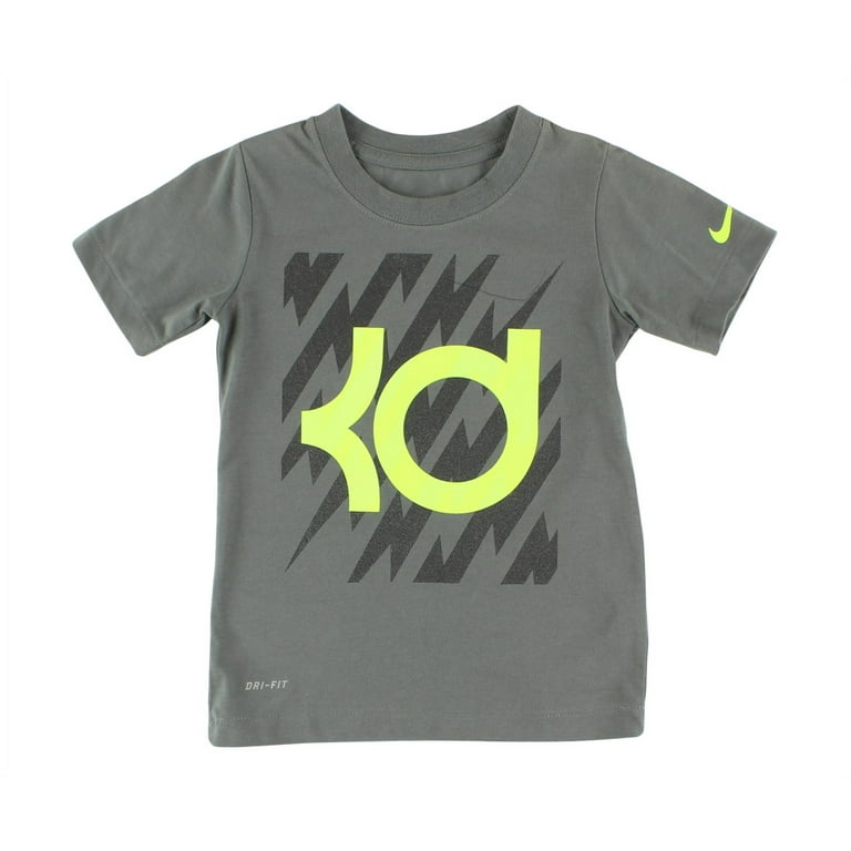 Nike Kd Dri Fit Boys Active Shirts Tees Size 4 Color Grey Volt