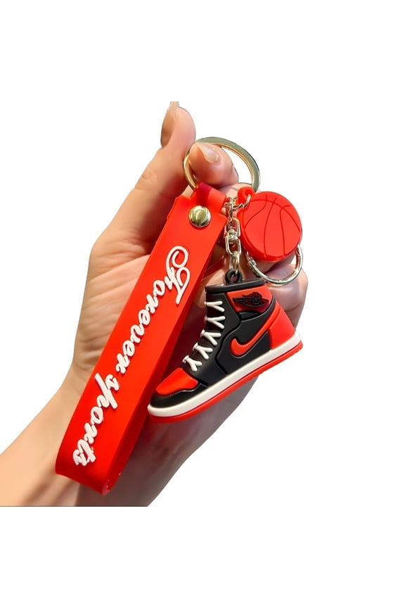 Nike Keychain Sport Sneaker Keyrings for Bag, Red and Black