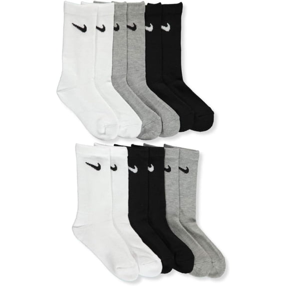 Nike Kid's Nylon Cushioned Crew Socks, Multicolor (6 Pack)