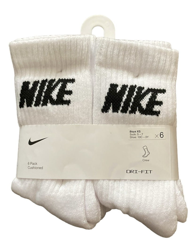 Nike Kids 6-Pack Everyday Cushioned Crew Socks White/Black 'NIKE