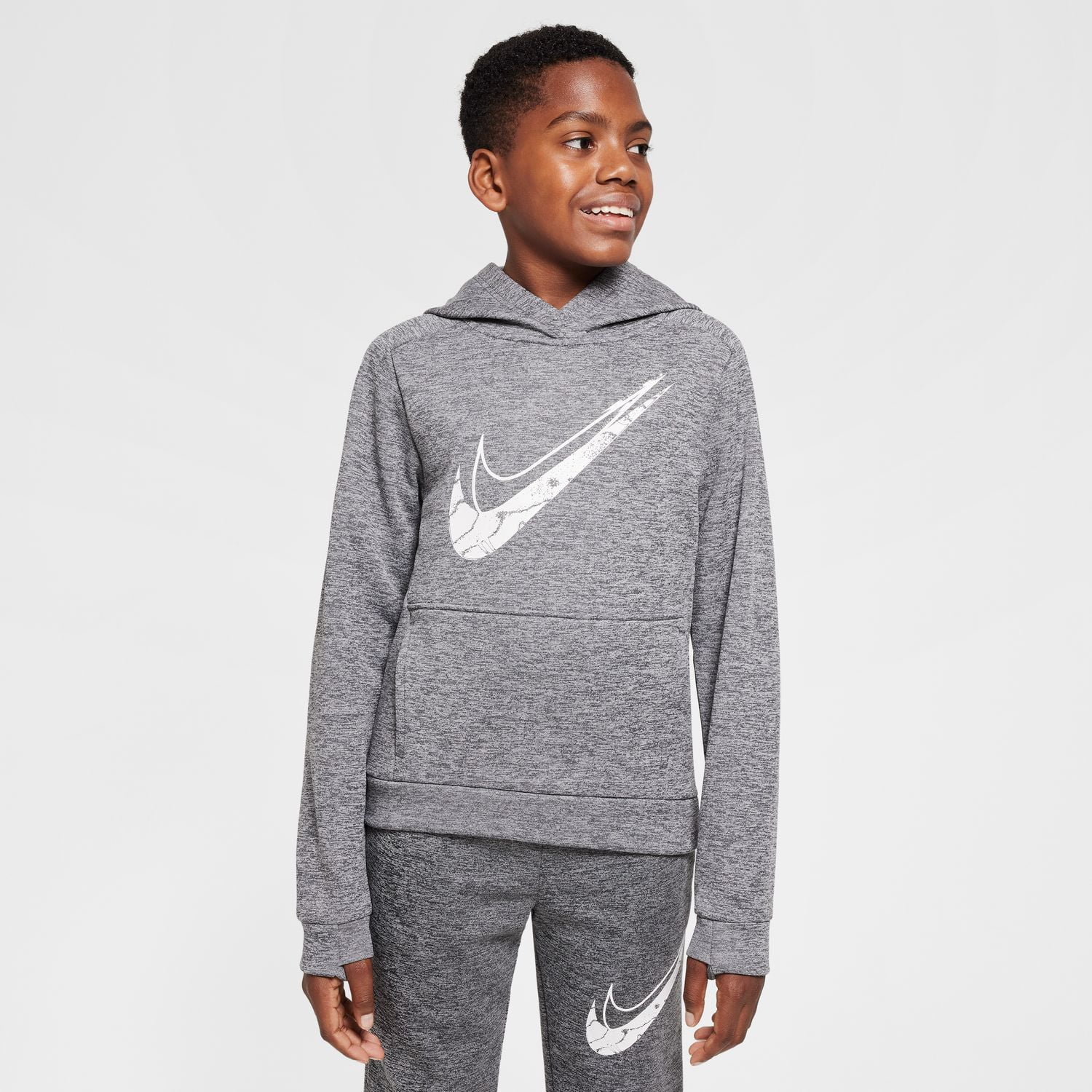 nike double swoosh grey hoodie