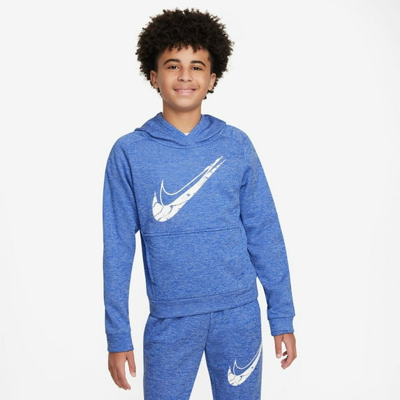 Nike Kids 8-20 Therma-FIT Stain Repel Double Swoosh Graphic Hoodie Color: Royal Size: X LARGE
