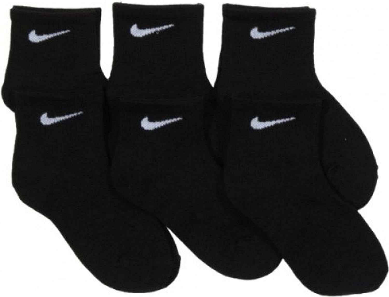 Nike Kids Ankle Cut Black Cotton Socks, 6-Pack