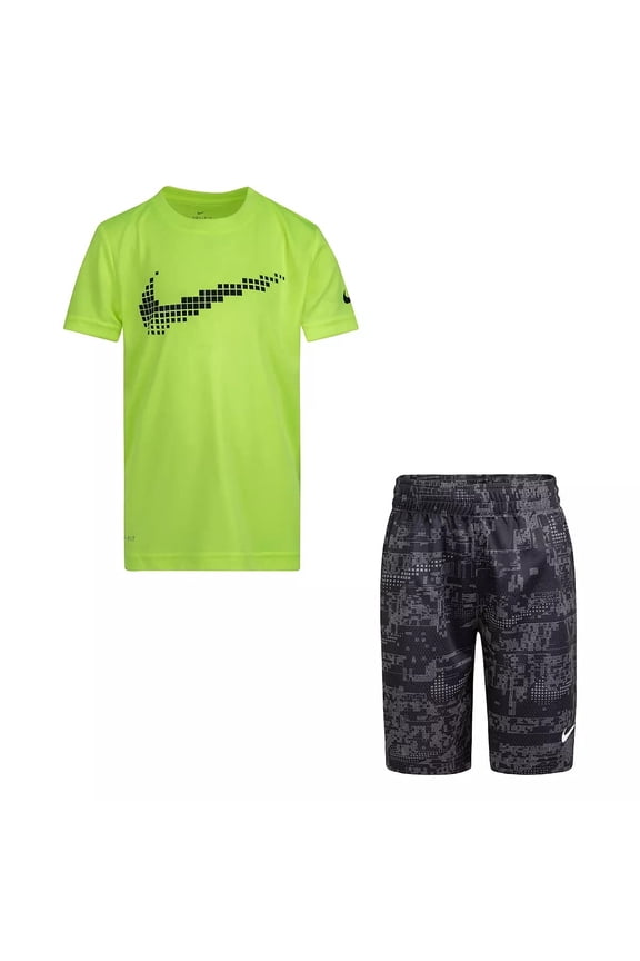 Kids Baby Boy's Dri-Fit Short Sleeve T-Shirt and Shorts Two-Piece Set Toddler Black (Black, 24 Months)