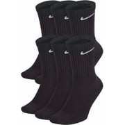 Nike Kids Everyday Cushion Crew Socks - 6 Pack, Medium Kids 5Y 7Y / Women 6 10 / Men 6 8 Black
