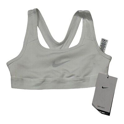 Nike Girls Sports Top White Gray Medium Kids Training Active Shirt BV1435-100