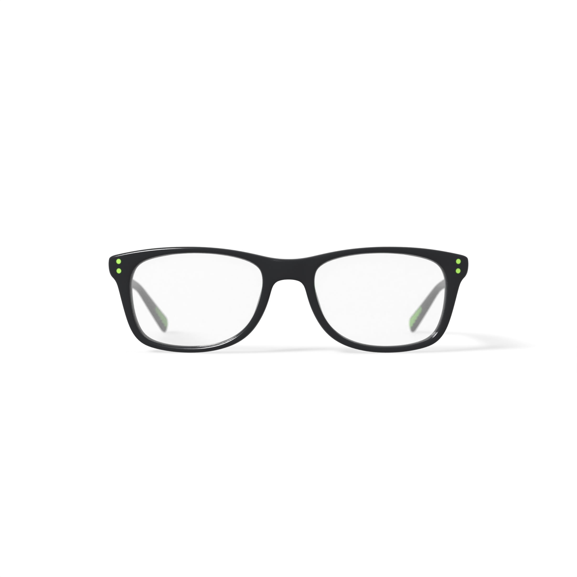 Nike Kids Rectangular Eyeglasses, NIKE 5538G, Black/Lime, 46-17-130, with Case