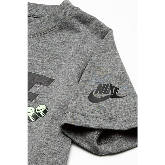 Nike Kids Short Sleeve Smile Swoosh Graphic T-Shirt (Little Kids) Carbon Heather