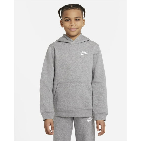 Nike Kids Sportswear Club Fleece Pullover Hoodie, Dark Heather Grey, Medium+