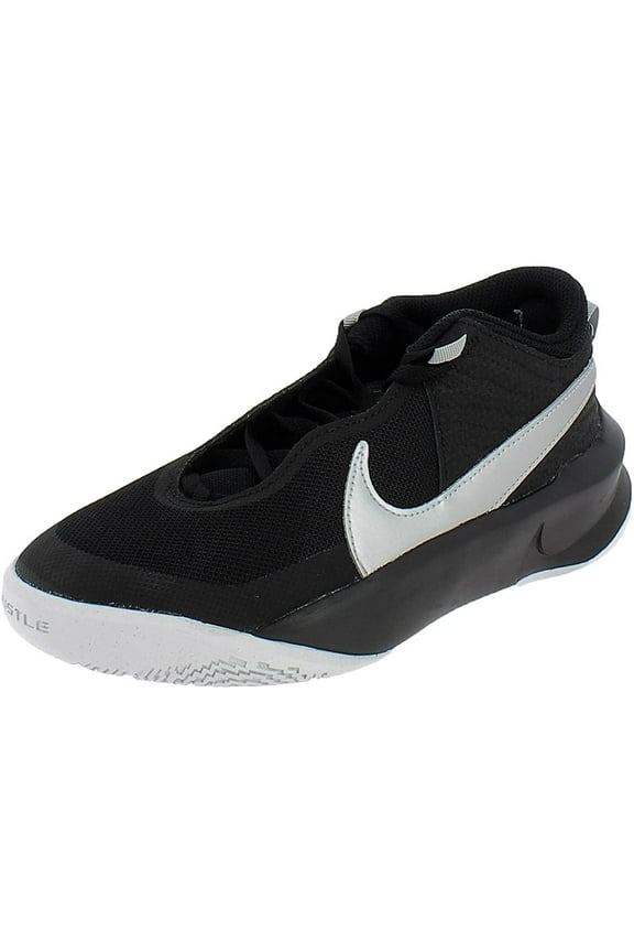 Kids Team Hustle D10 GS Basketball Shoe 5 Big Kid Black/Metallic Silver/Volt