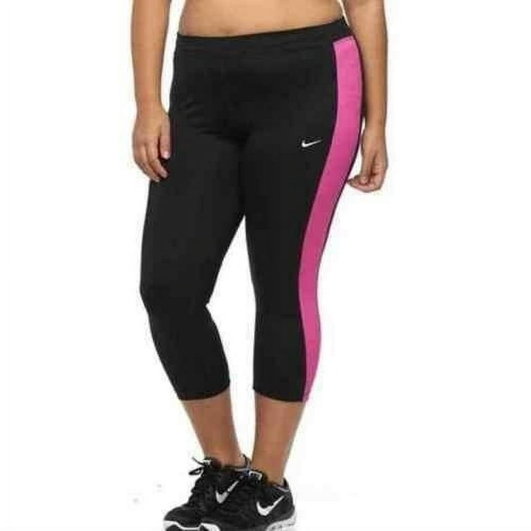Nike Ladies Essential Tight Fit Cropped Leggings, Black Pink Stripe, 3X New  with box/tags 