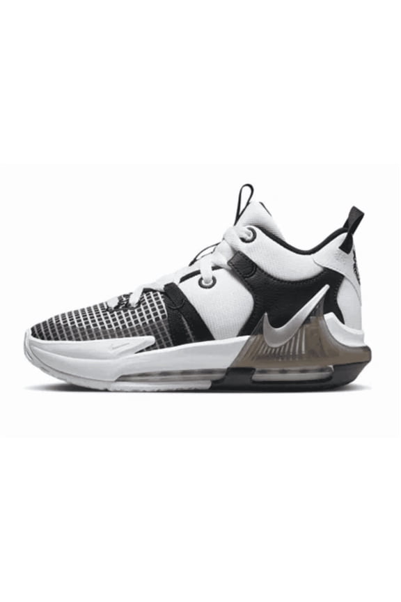 LEBRON Witness 7 Big Kids' Basketball Shoes Color: White/Black/Black/Metallic Silver Size: 5.5Y