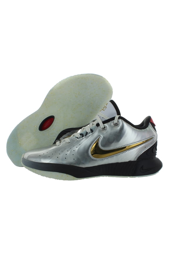 Lebron XXI Se GS Boys Shoes Size 7, Color: Metallic Silver/Metallic Gold