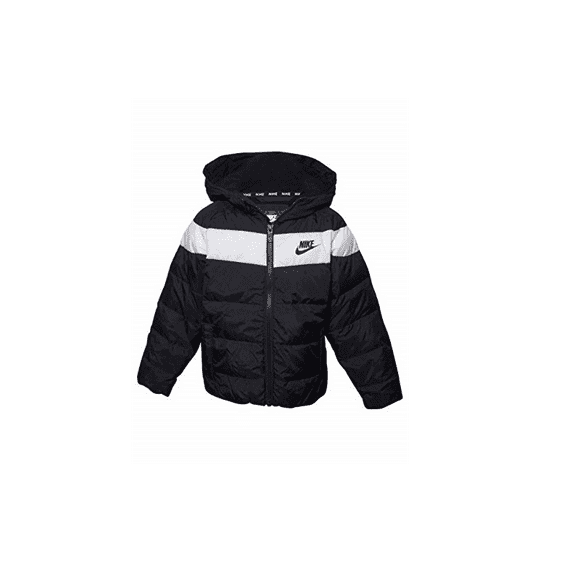 Little Boy's Zip-Up Hooded Puffer Jacket Sportswear Black Size 5/104-110cm