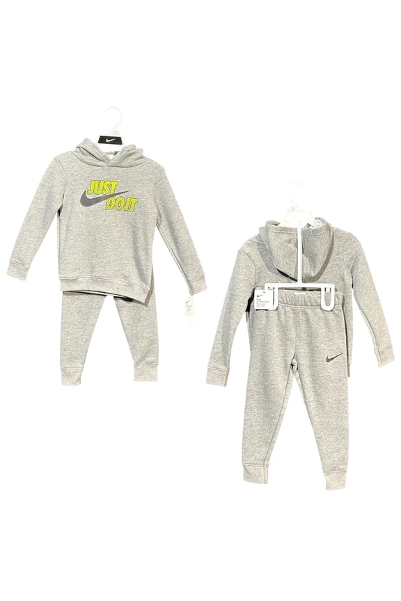 Little Boys Fleece Pullover Hoodie & Joggers Outfit Set Size 4 Gray-Green