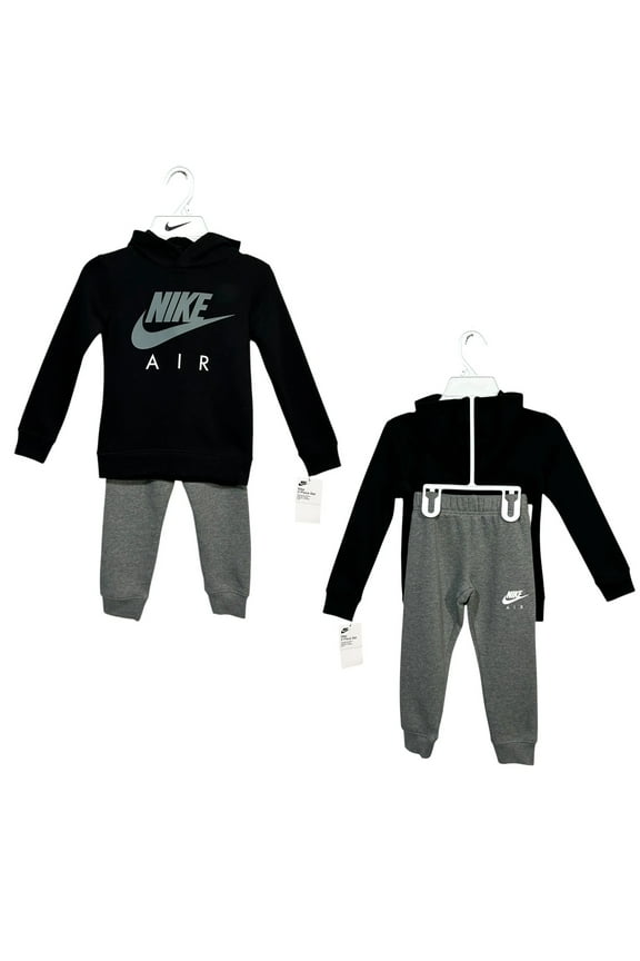 Little Boys Fleece Pullover Hoodie & Joggers Outfit Set Sz 4 Black Gray